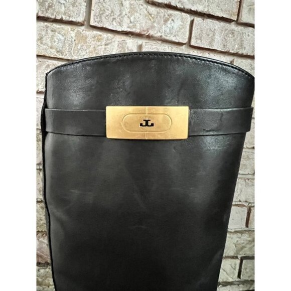 NWOB TORY BURCH T-HARDWARE black leather RIDING BOOTS size 7.5 - Picture 3 of 11